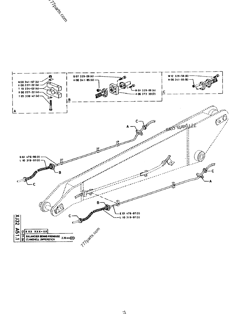 Part diagram CLAMSHELL DIPPERSTICK - CRAWLER EXCAVATORS Case 160CL (POCLAIN CRAWLER EXCAVATOR (S/N 8321 & AFTER) (5/76-12/82)) | 777parts.com