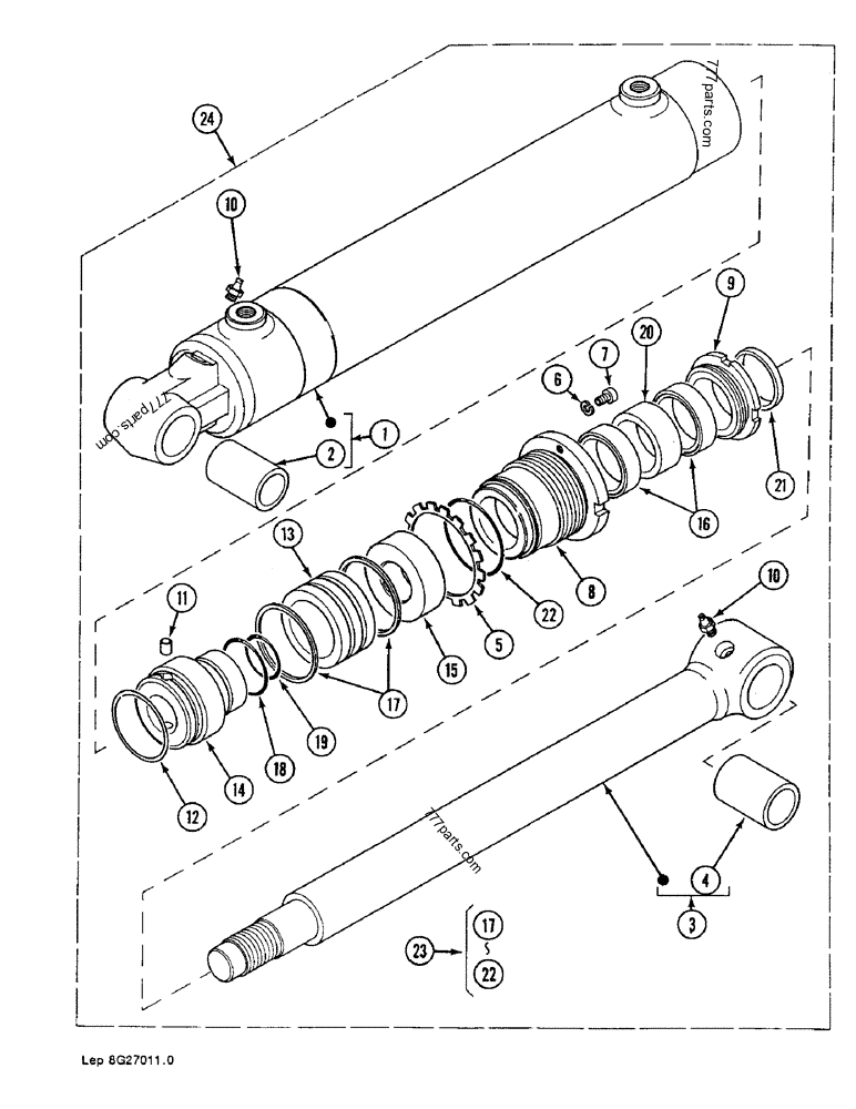 Part diagram WOOD GRAB CYLINDER - CRAWLER DOZERS Case 1088FG (CASE ELECTRIC EXCAVATOR - PORTUGAL (90KW 380V) (1/88-12/94)) | 777parts.com