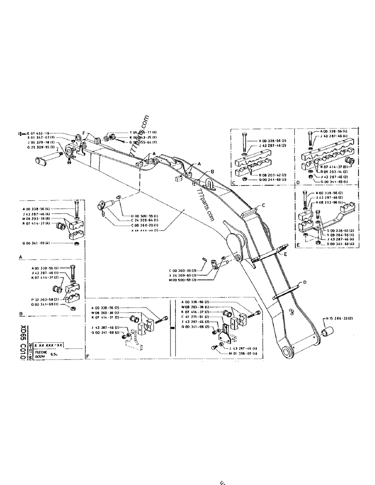 Part diagram BOOM 6,50M - CRAWLER EXCAVATORS Case 170 (POCLAIN CRAWLER EXCAVATOR (S/N 12341 TO 12492) (5/85-12/92)) | 777parts.com