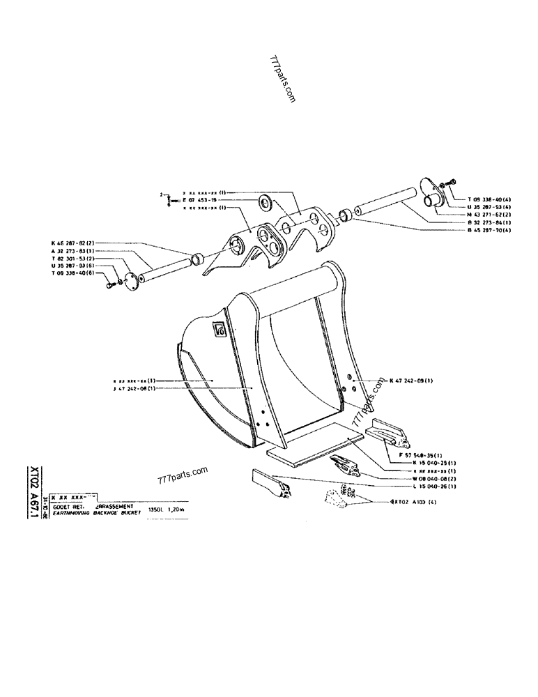 Part diagram EARTHMOVING BACKHOE BUCKET 1350L 1,20M - CRAWLER EXCAVATORS Case 170 (POCLAIN CRAWLER EXCAVATOR (S/N 12341 TO 12492) (5/85-12/92)) | 777parts.com