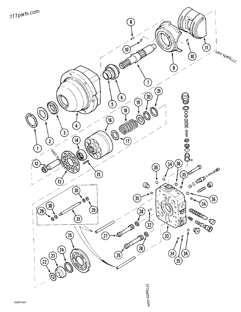 Part diagram TRACK DRIVE HYDRAULIC MOTOR - CRAWLER EXCAVATORS Case 170C (CASE CRAWLER EXCAVATOR (1/90-12/91)) | 777parts.com