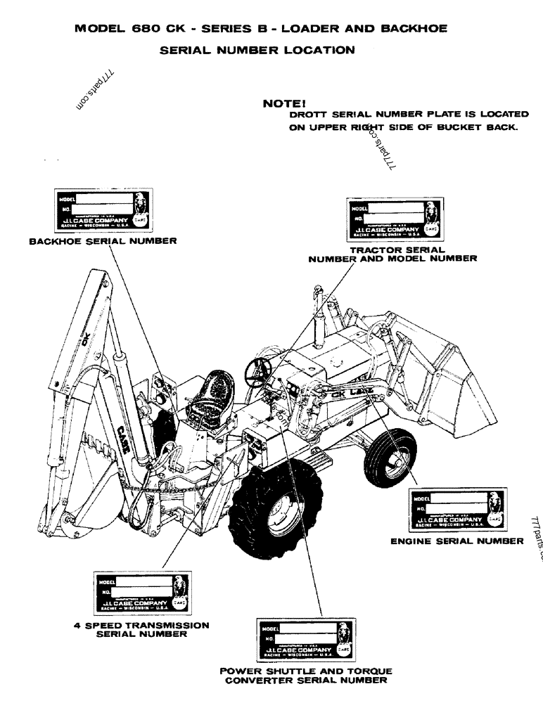 SERIAL NUMBER LOCATION LOADER BACKHOES Case 680CK (CASE SERIESB