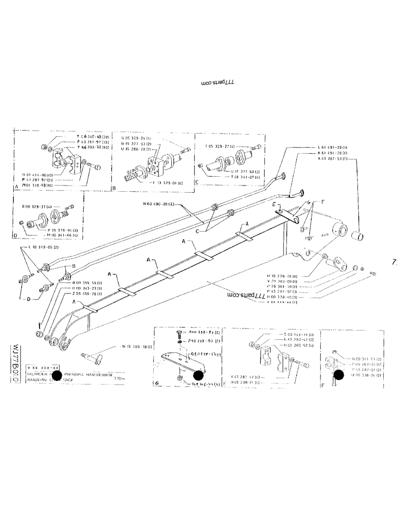 Part diagram HANDLING CLAM STICK 7,70M - CRAWLER EXCAVATORS Case 170B (CASE/POCLAIN EXCAVATOR - REHANDLING ATTACHMENT (1/85-12/89)) | 777parts.com