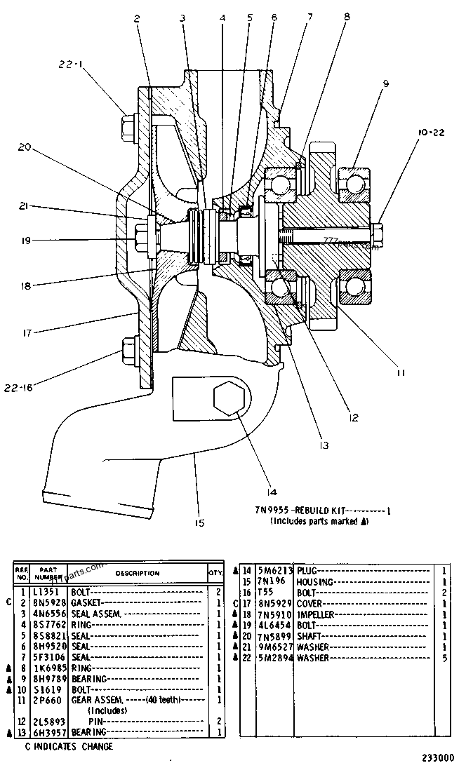 7N5909 WATER PUMP GROUP - ENGINE - MACHINE Caterpillar 3306 | 777parts.com