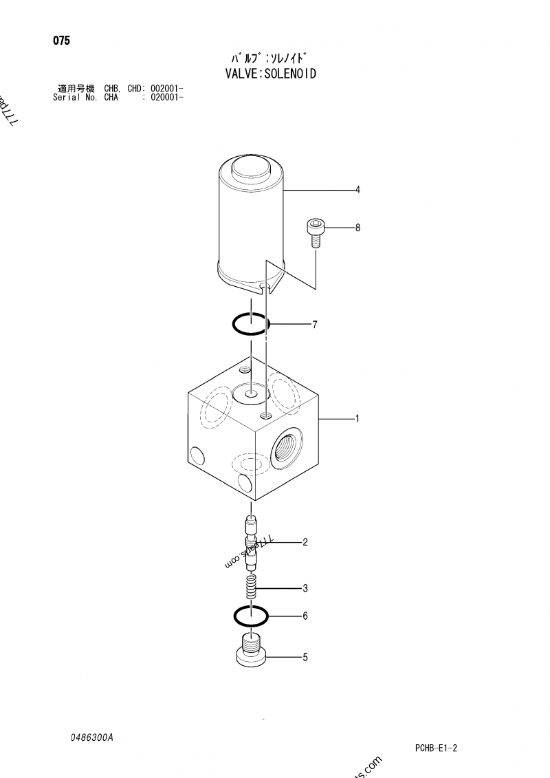 VALVE SOLENOID SERIAL NO. CHB CHD 002001 CHA 020001