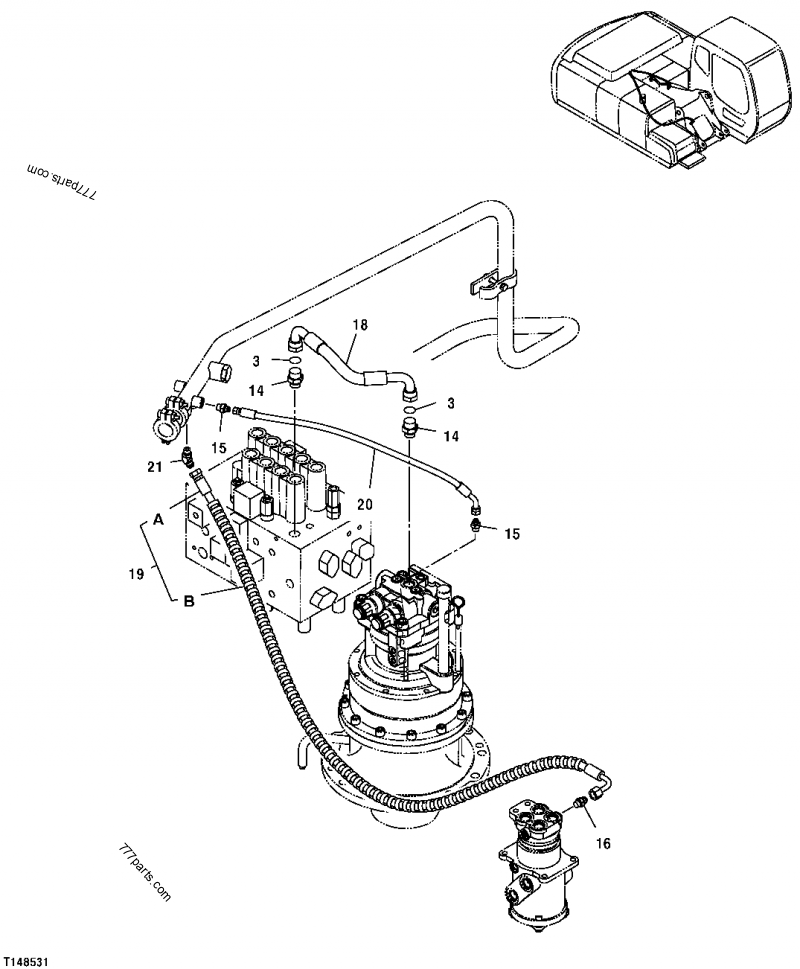 DRAIN HOSES (SWING MOTOR TO CONTROL VALVE, RETURN LINE) - FORESTER