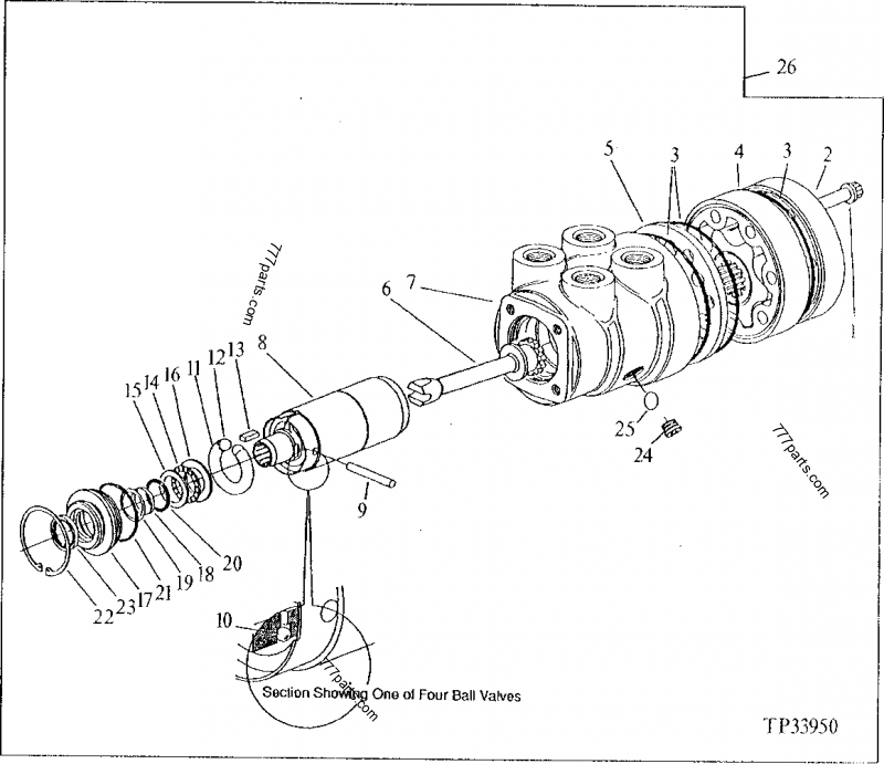 STEERING VALVE (SERIAL NO. -555977) - LOADER Hitachi LXD100 (LXD100 and ...