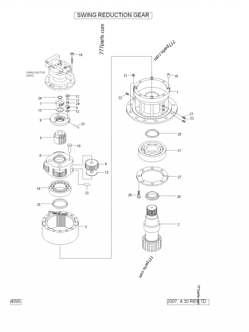 SWING REDUCTION GEAR - CRAWLER EXCAVATOR Hyundai R110-7 (R110-7 ...