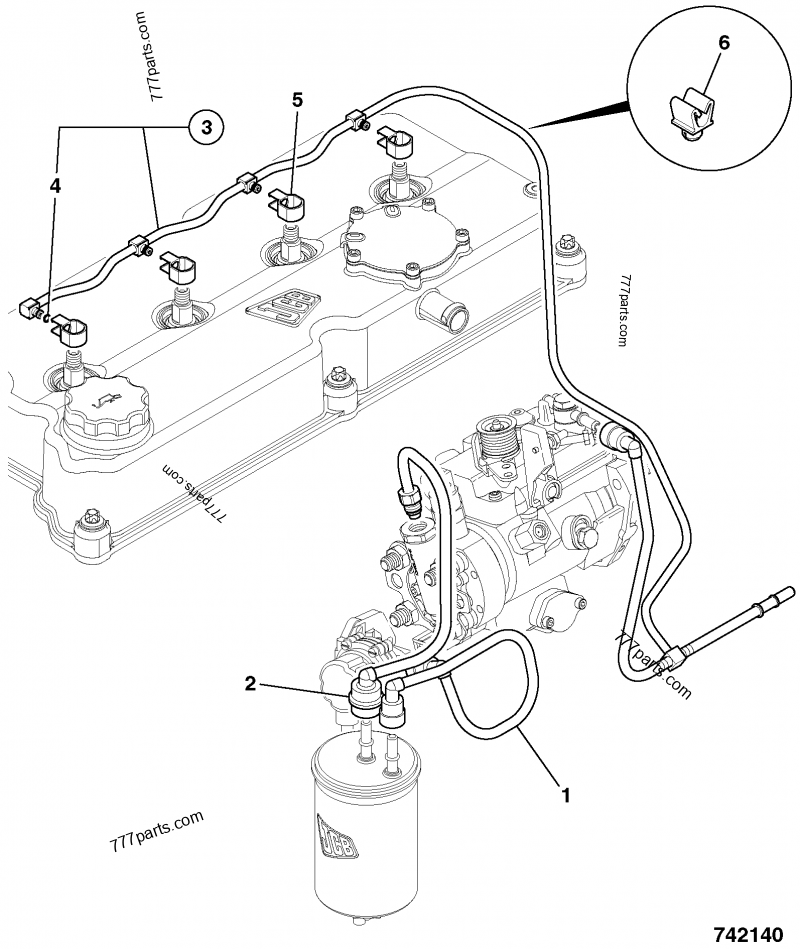 FUEL PIPEWORK, LOW PRESSURE ITL JCB 320/50025 (JCB444 4 CYLINDER
