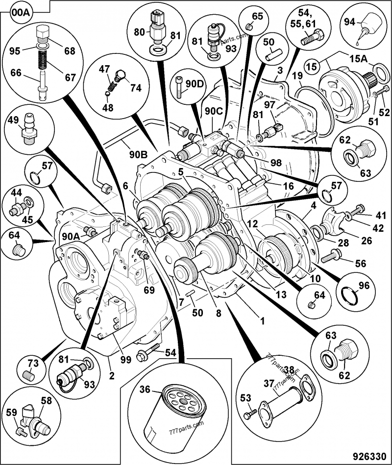 442/17620, 4WD, 4SP, EXTERNAL COMPONENTS, LUC - CONSTRUCTION JCB 214S ...
