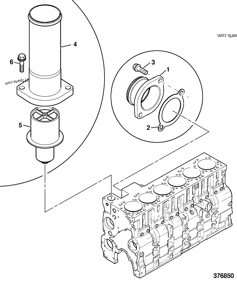 CONNECTORS, WATER INLET/OUTLET, AND THERMOSTAT - CONSTRUCTION JCB 