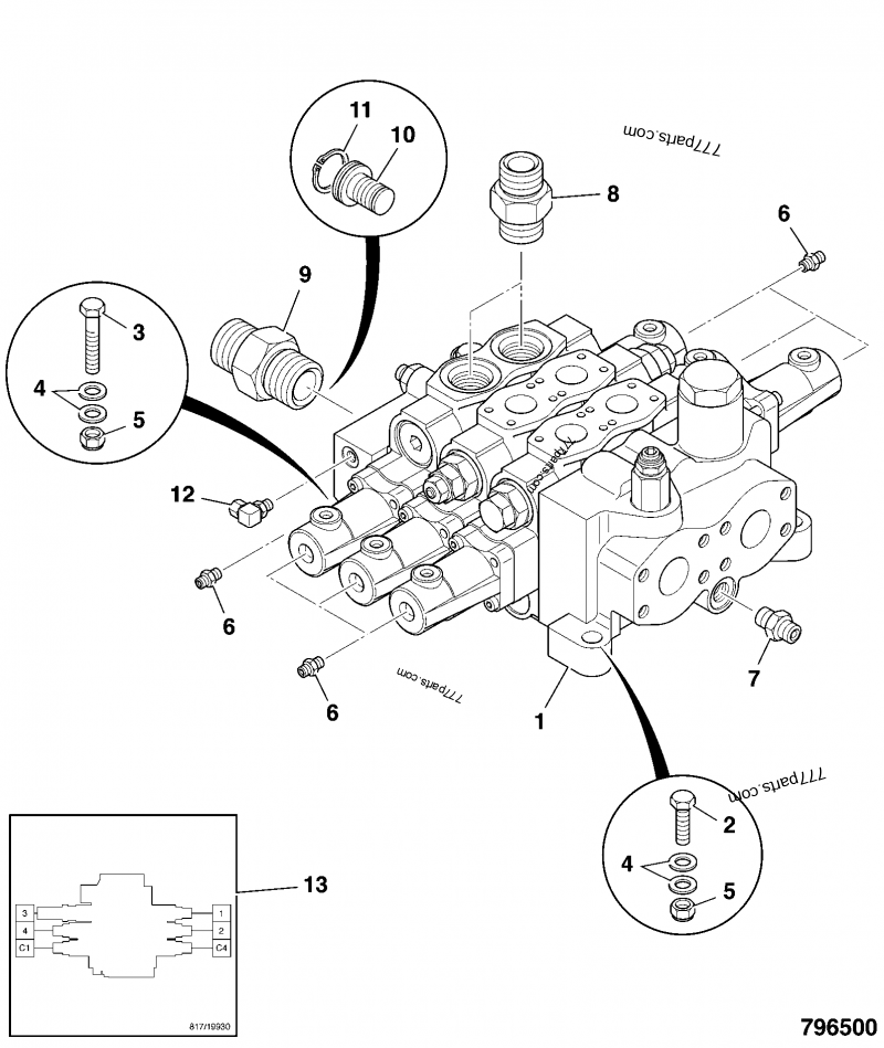 VALVE AND ADAPTERS, 25/222735, 3 SPOOL, ZX - AGRICULTURAL JCB 456e