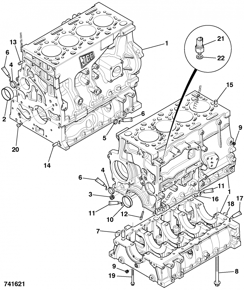 CYLINDER BLOCK, ASSEMBLY - CONSTRUCTION JCB 320/40064 (JCB444 4 ...