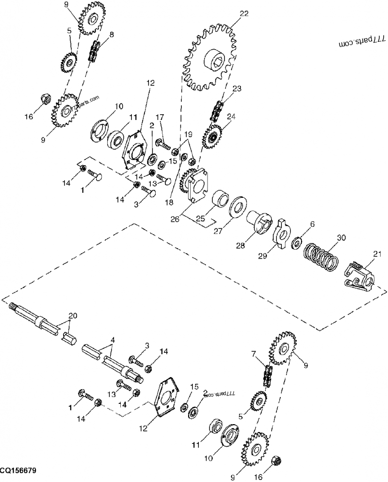 ROW-UNIT AND CROSS AUGER DRIVES [B18] - CORN HEAD John Deere 1293