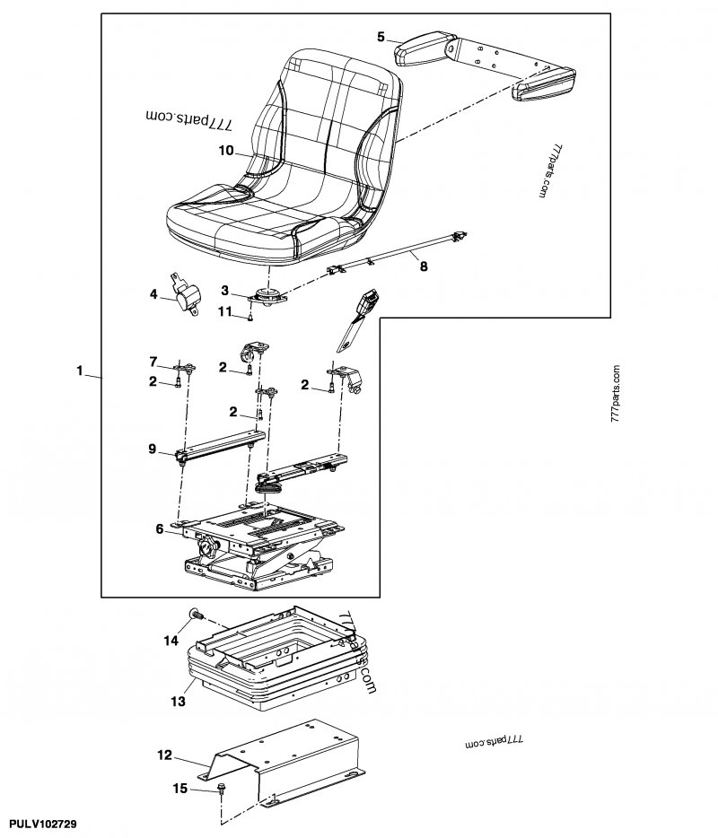 Operator S Seat Cushion Armrest And Mountings Cab Tractor John Deere E