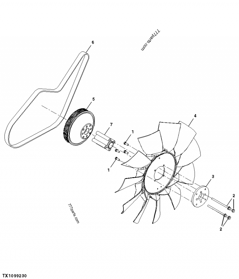 Engine Fan Blade and Pulley With Canopy ENGINE, POWERTECH John Deere