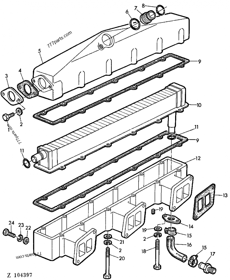 6466 AFTER COOLER/INTAKE MANIFOLD [01F21] - COMBINE John Deere 985HY/4 ...