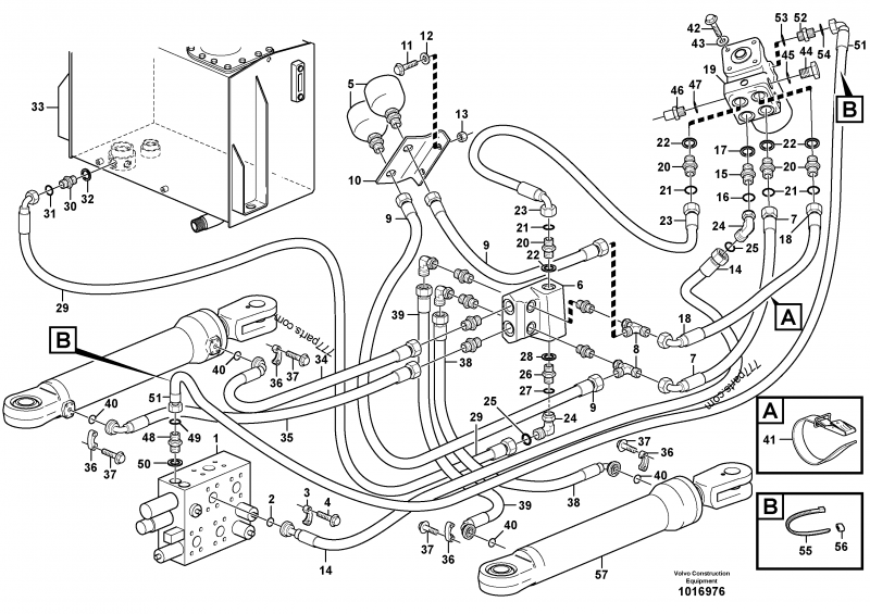 Steering system, pressure and return lines - Wheel Loaders Volvo L70E ...