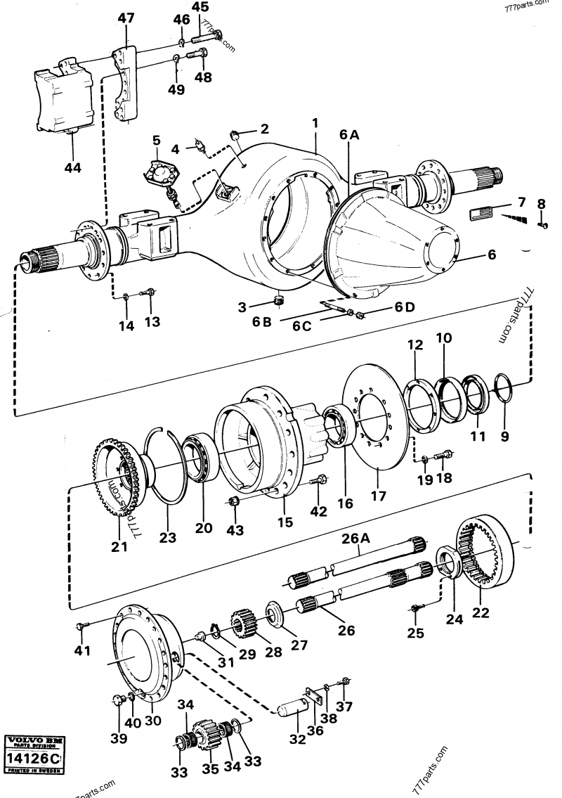 Drive axle, front prod no 23515 - Old products Volvo BM