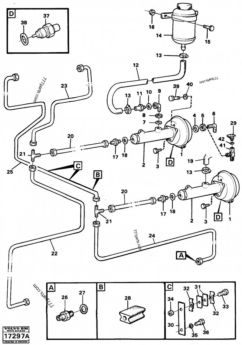Hydraulic brakesystem tractor Articulated Haulers Volvo A25
