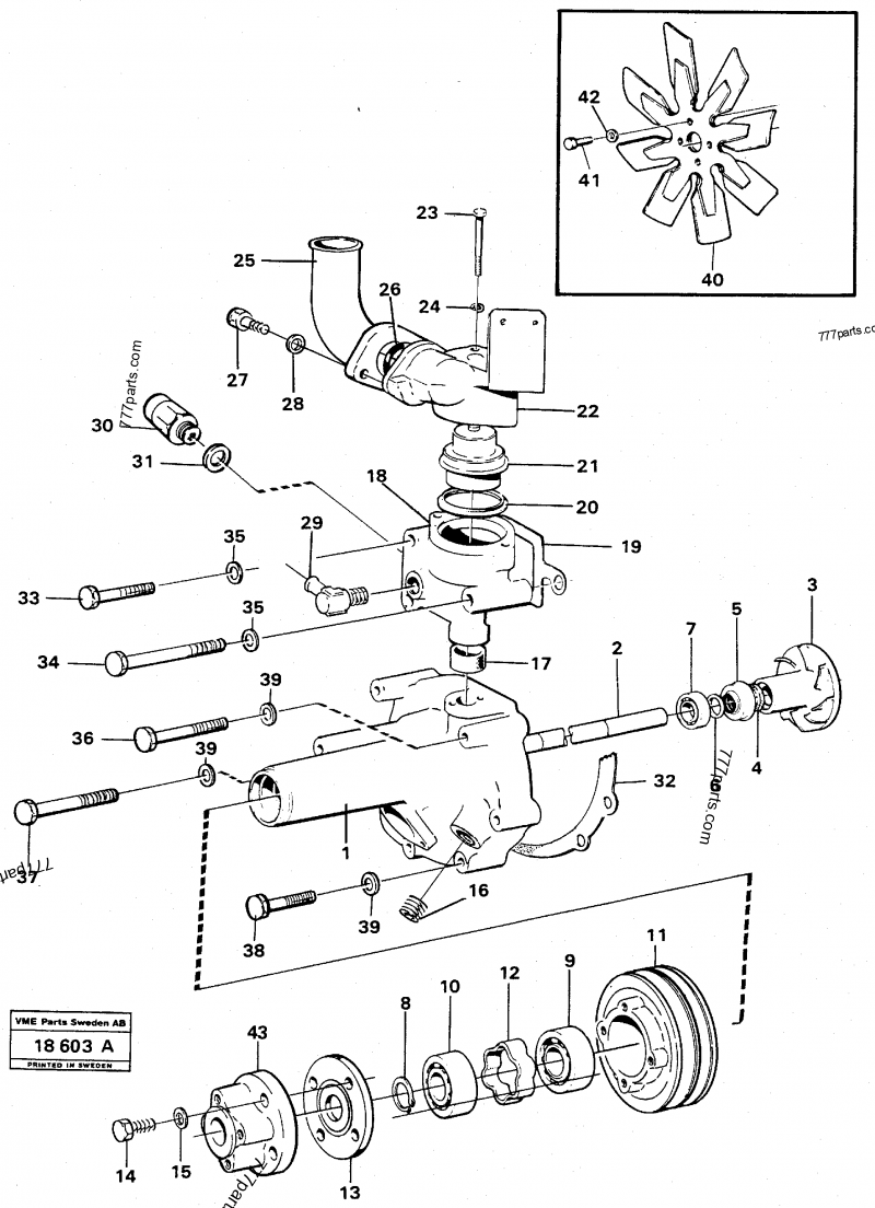 Water pump and thermostat housing - Old products Volvo BM Volvo L70 ...