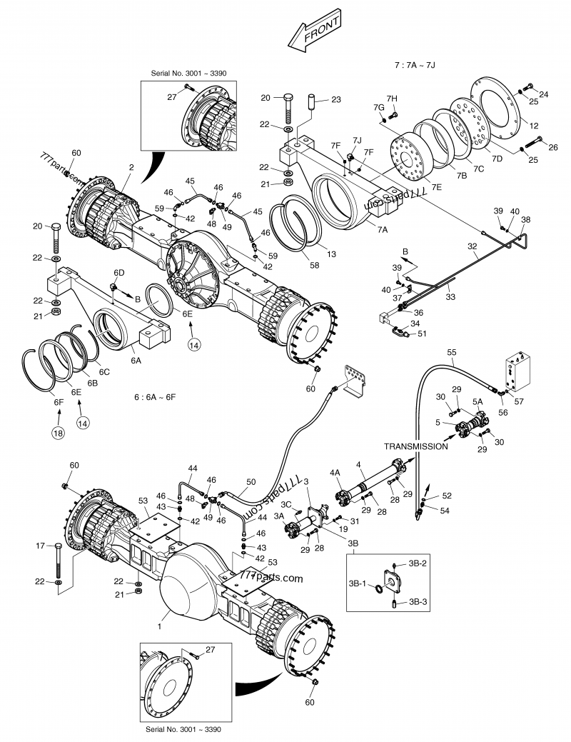 211-00130C AXLE ASSY, FRONT(Z.F) - 21100130c - Doosan spare part