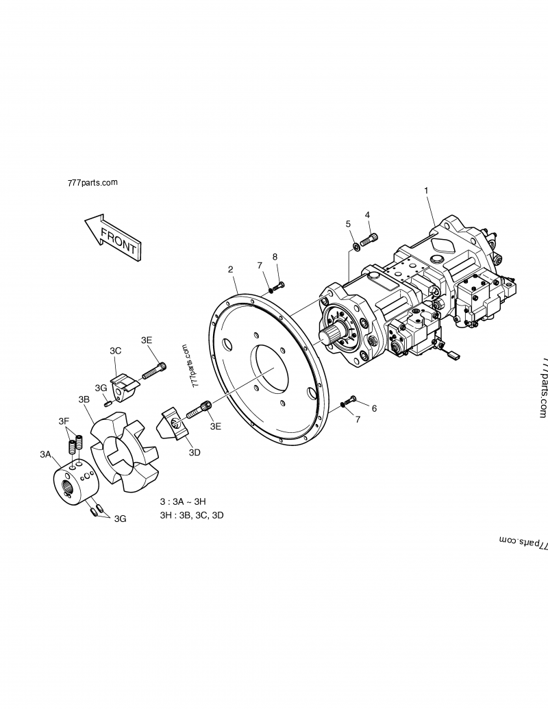 401-00424 PUMP (FLUTEK) - 40100424 - Doosan spare part | 777parts.com