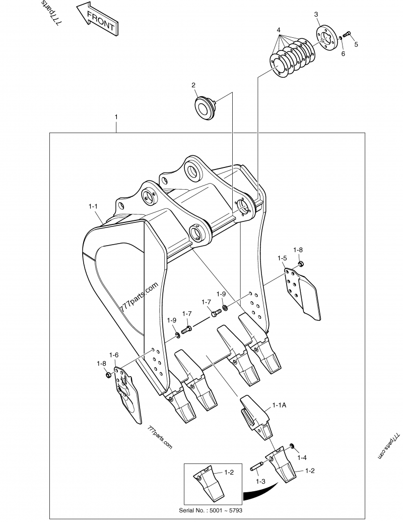 K1005018B TOOTH, SIDE PIN - Doosan spare part | 777parts.com