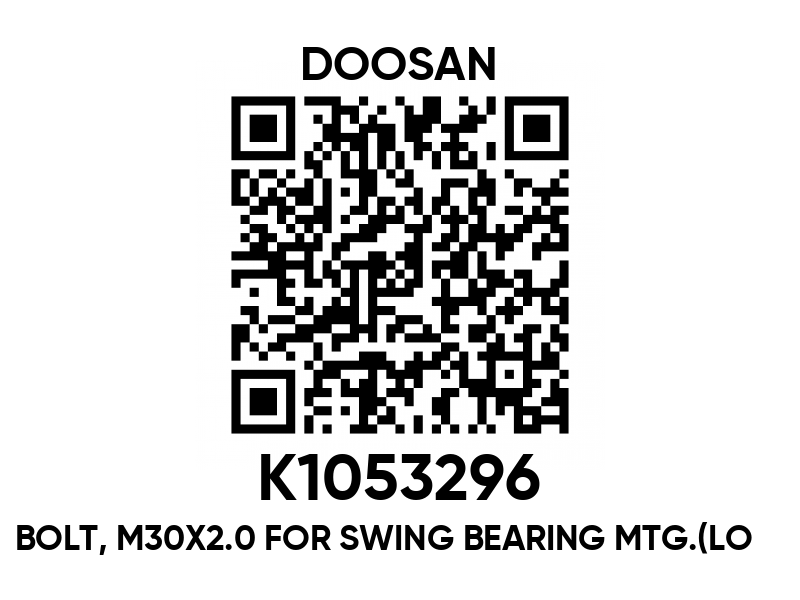 K1053296 BOLT, M30X2.0 For SWING BEARING MTG.(LO - Doosan spare 