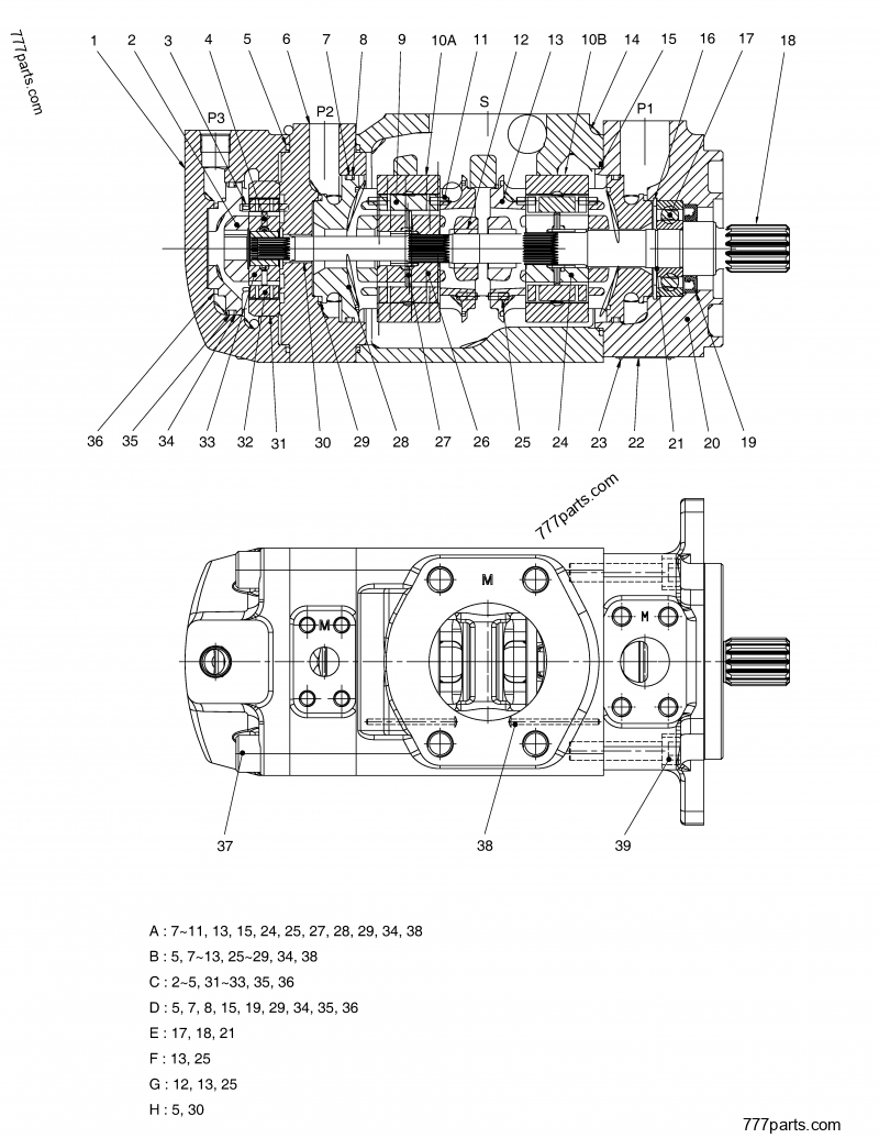 的矢図　K-052-2BR2 K9002790 P2 CARTRIDGE, STEER - Doosan spare part | 777parts.com