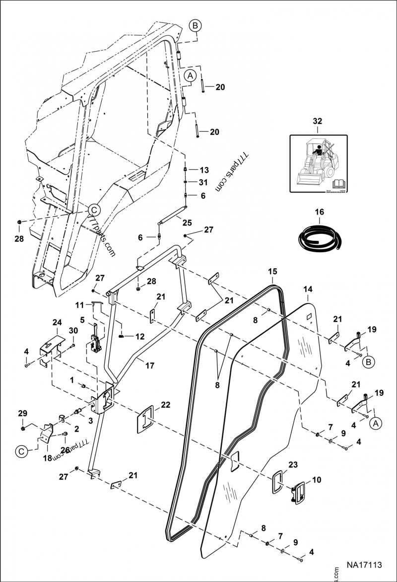 7251567 HANDLE DOOR - Bobcat spare part | 777parts.com 