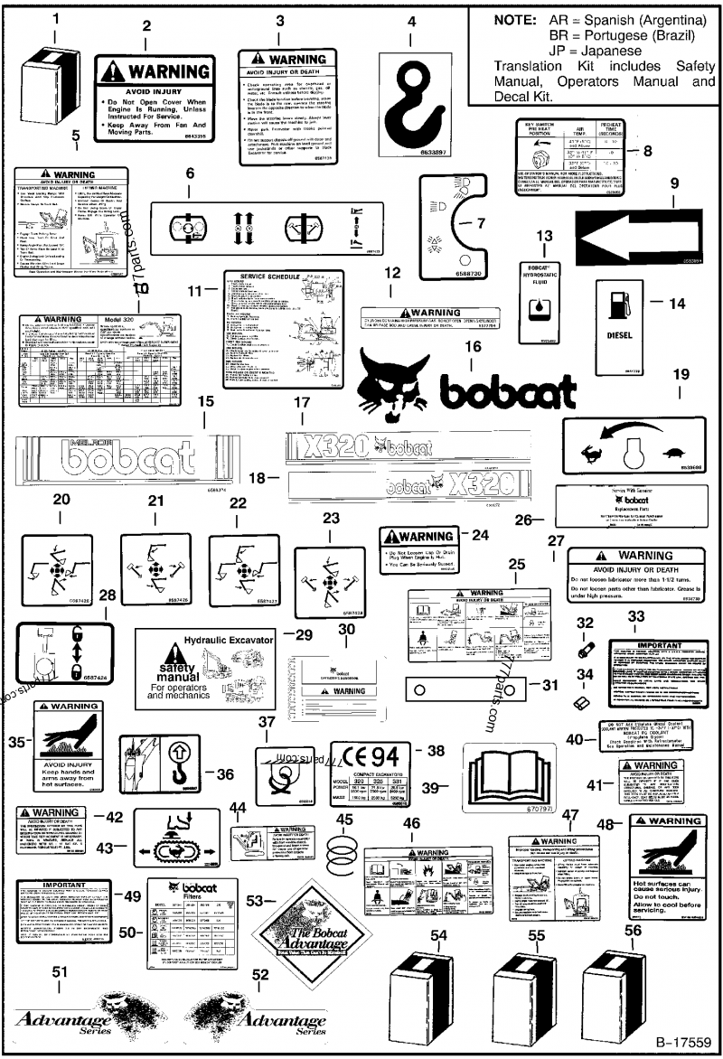 6596163 DECAL, WARNING - Bobcat spare part | 777parts.com