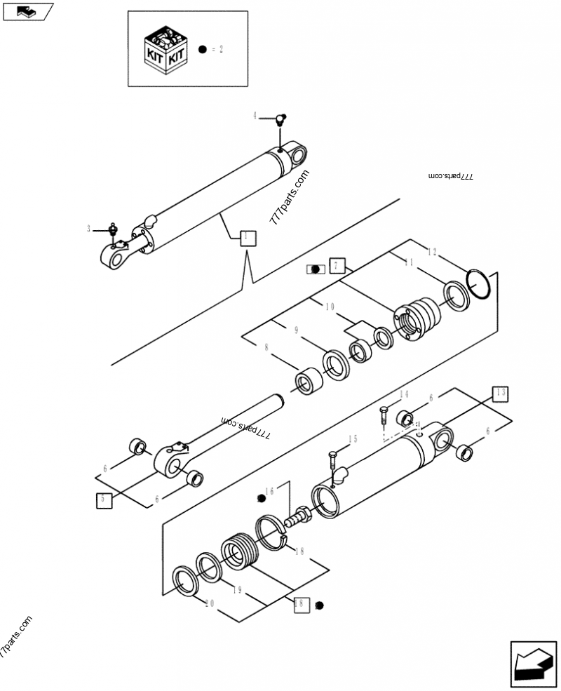 87324213 HYDRAULIC CYLINDER,Double Acting, 44.5mm Rod, 82.6