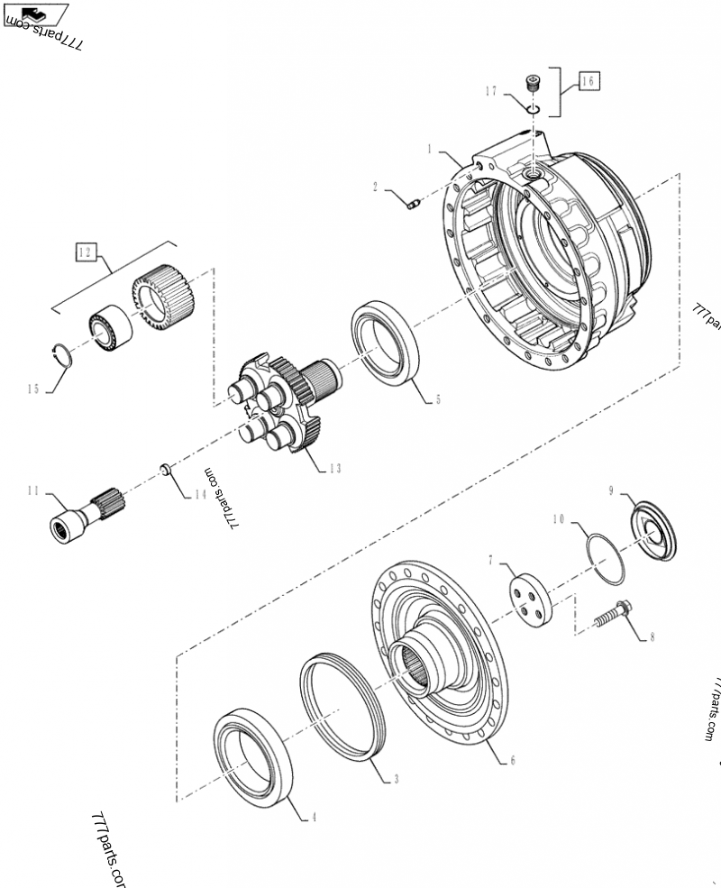 カズケン7774ケース 84497844 PLANET CARRIER - Case spare part | 777parts.com