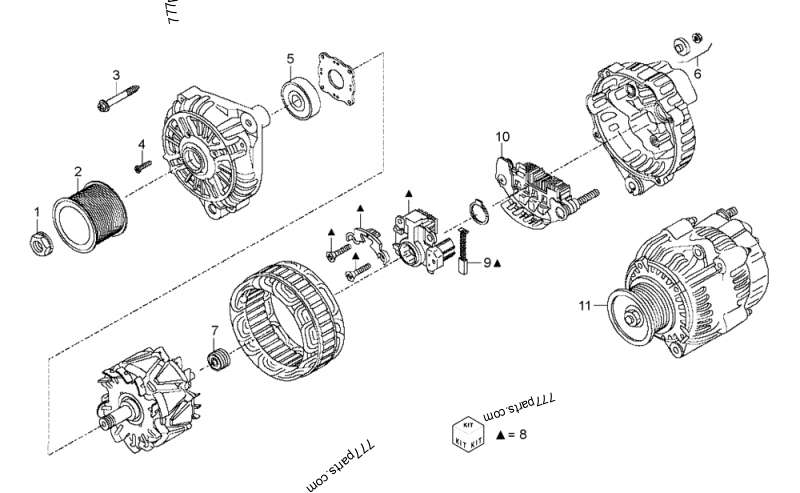 42548121 KIT, ALTERNATOR REPA - Case spare part | 777parts.com