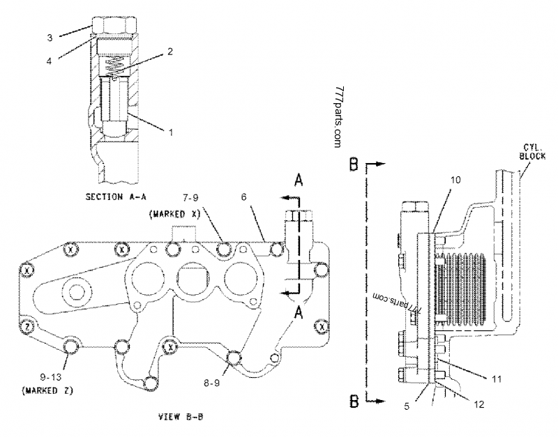 7W9027 BASE-OIL COOLER - Caterpillar spare part | 777parts.com