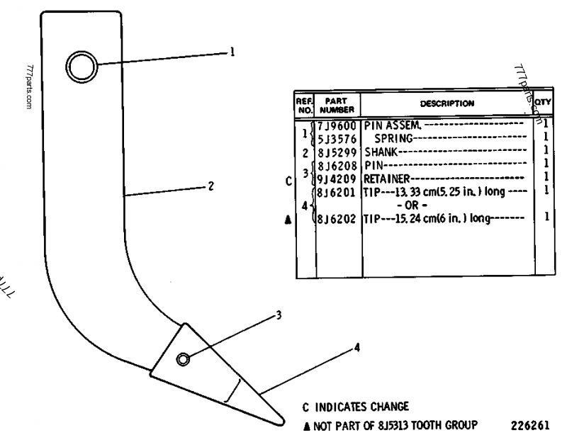 8J5313 TOOTH GROUP - Caterpillar spare part | 777parts.com