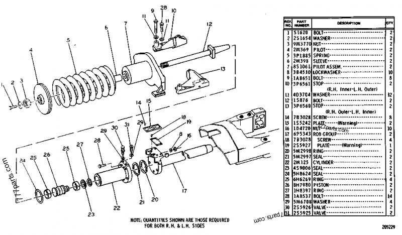 1S0876 BOLT,RECOIL SPRING - Caterpillar spare part