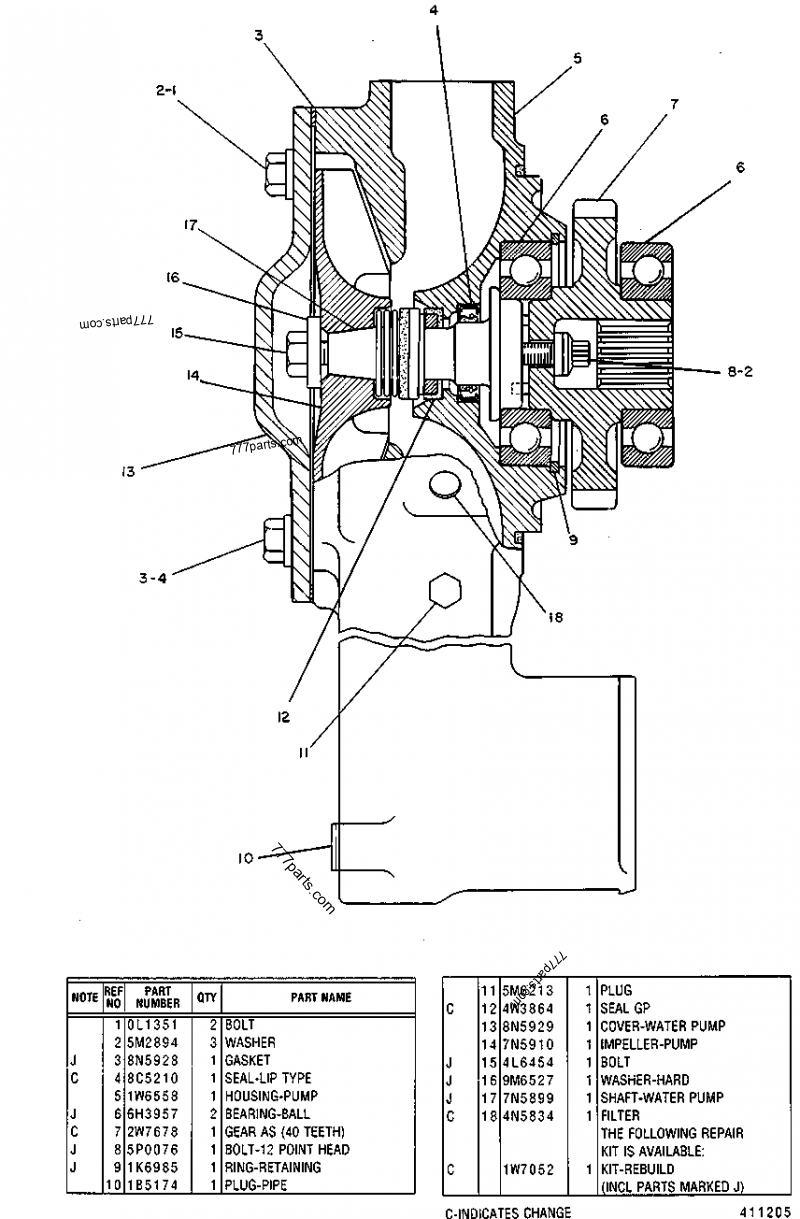 1W7052 KIT-REBUILD - Caterpillar spare part | 777parts.com