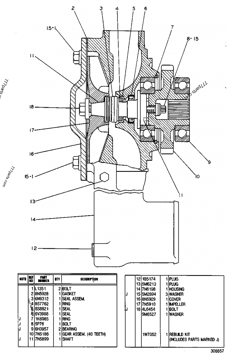 1W7052 KIT-REBUILD - Caterpillar spare part | 777parts.com