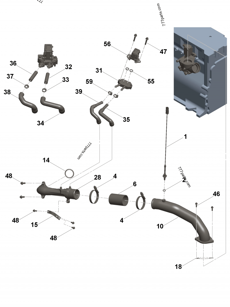 3688741 Water bypass tube - Cummins spare part | 777parts.com