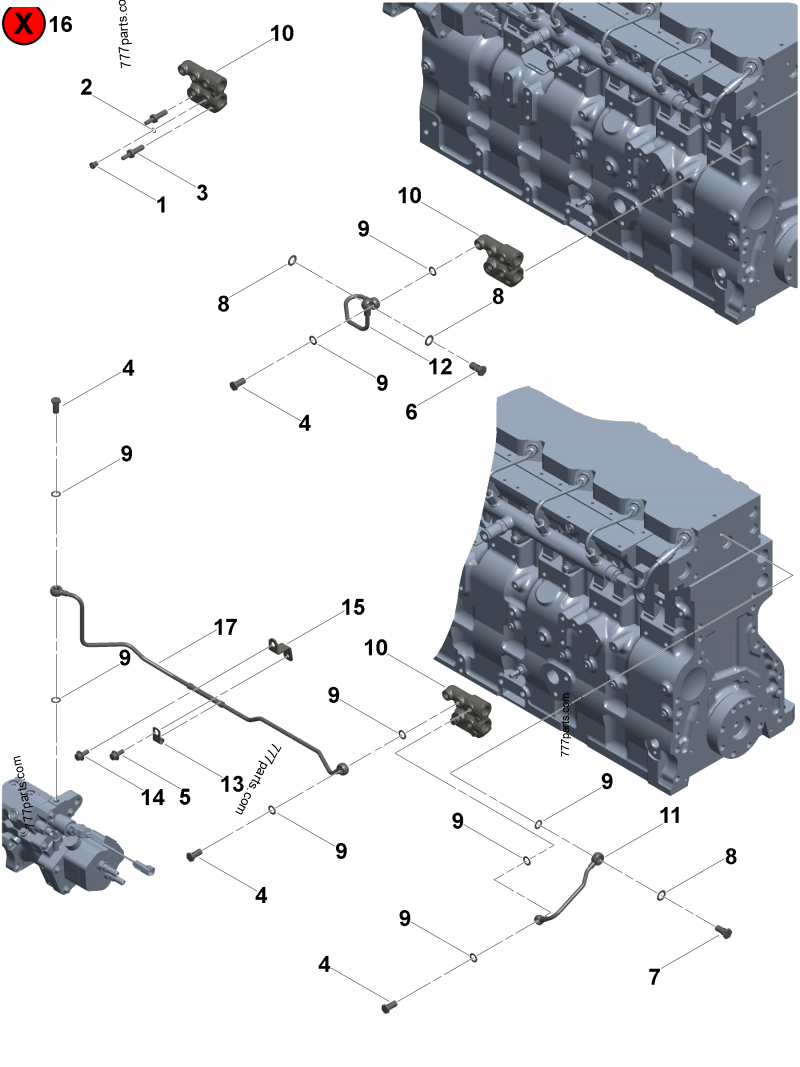 3883394 Studded hexagon cap screw - Cummins spare part | 777parts.com