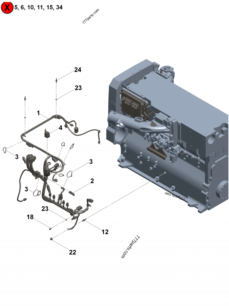 2871308 Electronic control module wiring harness - Cummins