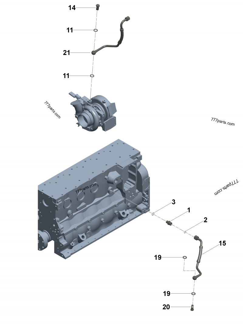 5306267 Turbocharger oil drain connection - Cummins spare part 