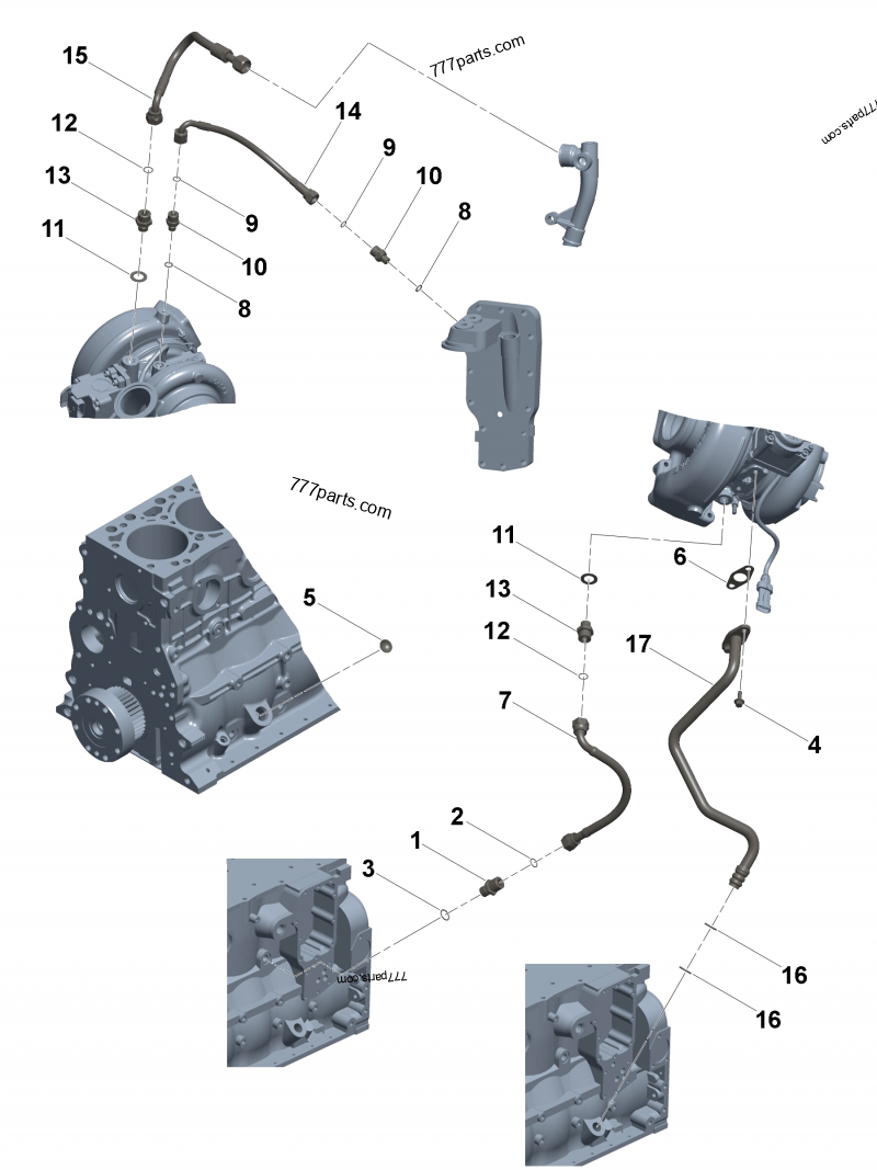 5347825 Turbocharger oil drain connection - Cummins spare part  