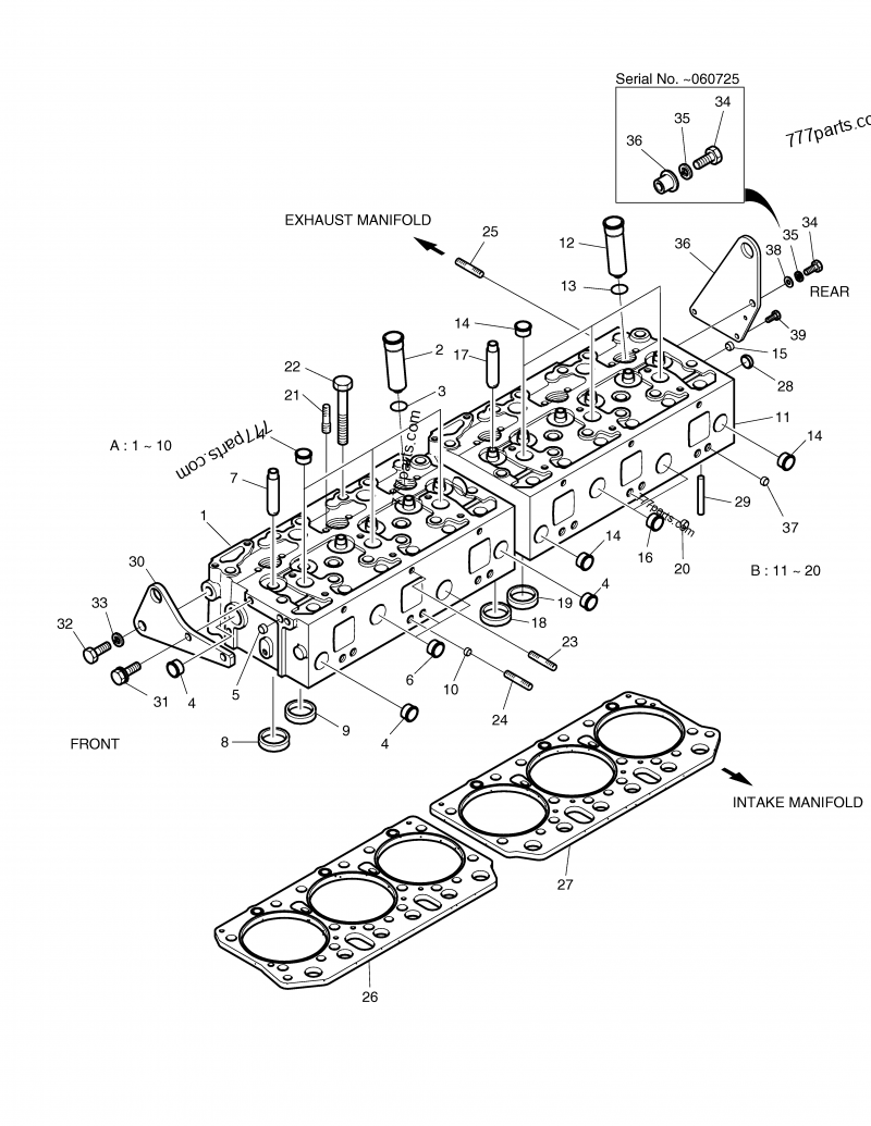 65.03101-6085B CYL. HEAD ASS'Y (RR) - 65031016085b - Doosan spare part ...