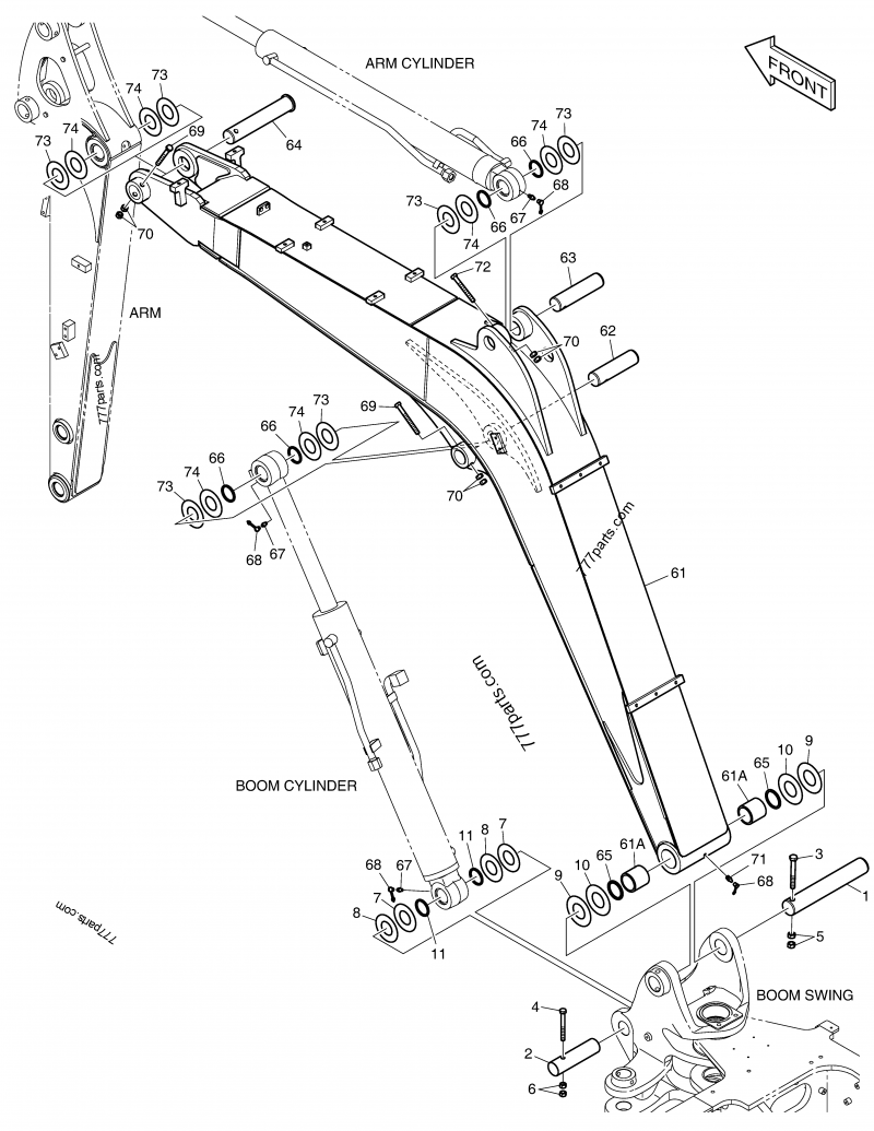 kuma　3点まとめ K1043131 PIN, BOOM FOOT - Doosan spare part | 777parts.com