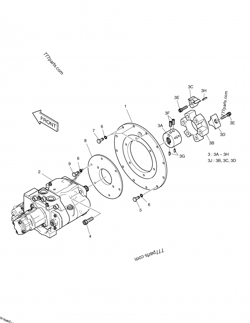 414-00045 COUPLING ASS'Y - 41400045 - Doosan spare part | 777parts.com