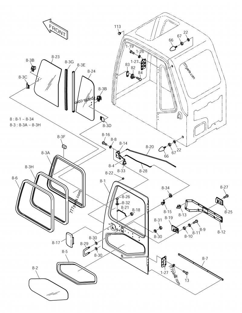 2125-9036 CATCH, DOOR LOCK - 21259036 - Doosan spare part