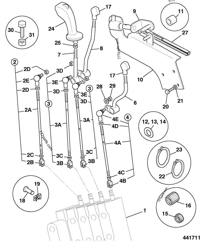 701/60038 Lever, Control,Assy (F.N.R., with 2 Aux Buttons